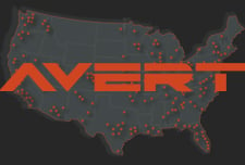 AVERT logo over map
